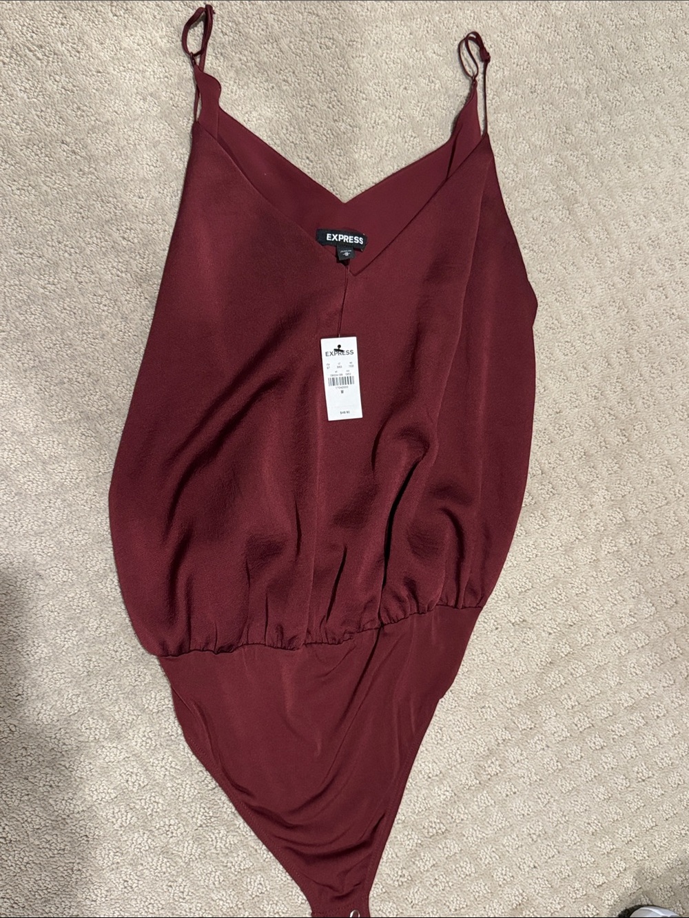 NWT Express Wine Red V-Neck Bodysuit size Medium
